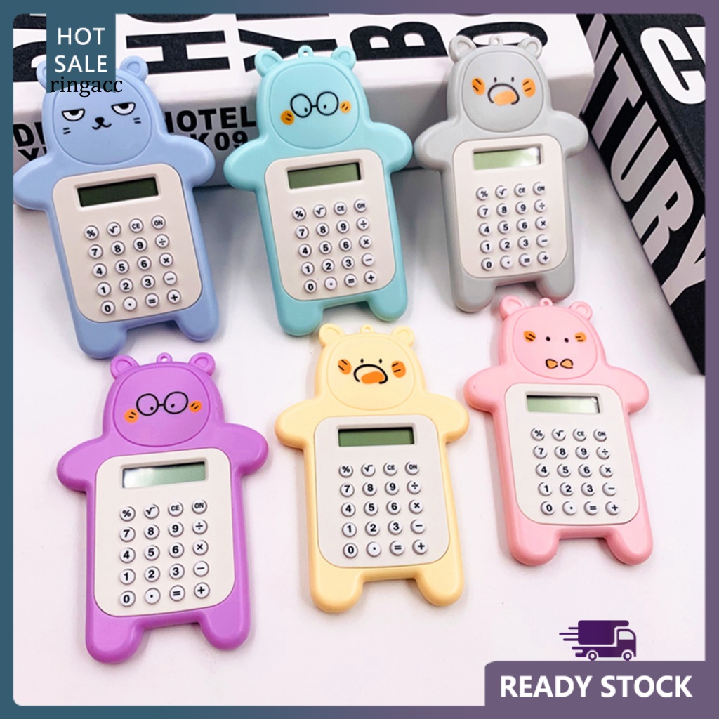 Máy Tính Cầm Tay Mini Màn Hình Kỹ Thuật Số Họa Tiết Hoạt Hình Dễ Mang Theo Tiện Dụng