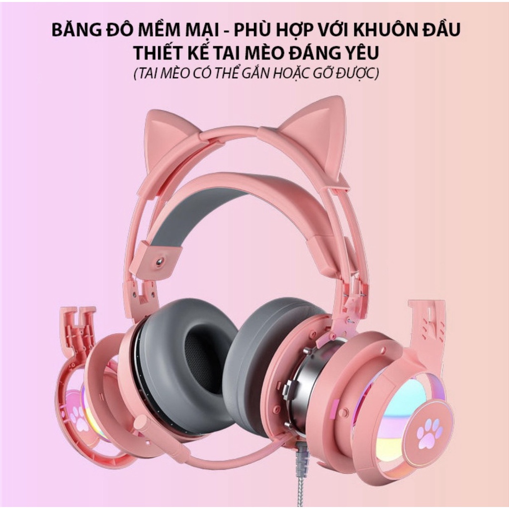 Tai Nghe Mèo có dây, Headphone Chụp Tai SY-G25 Có Mic Chơi Game, Học Online, Nghe Nhạc HIFI, tai nghe gaming