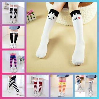 SMY Vớ ống dài 40cm bằng cotton chất lượng cao trang trí họa tiết mèo dễ thương 6 kiểu tùy chọn dành cho bé gái