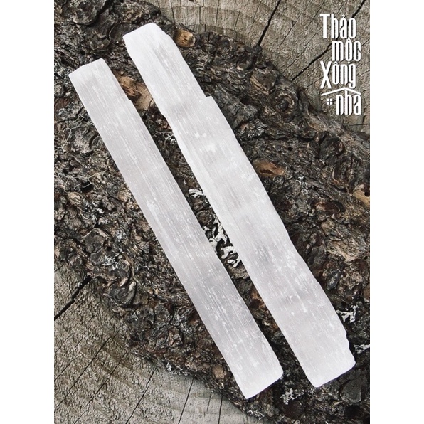 Đá thanh tẩy Selenite Thanh 20cm bảo vệ , cải thiện năng lượng, không gian - THẢO MỘC XÔNG NHÀ