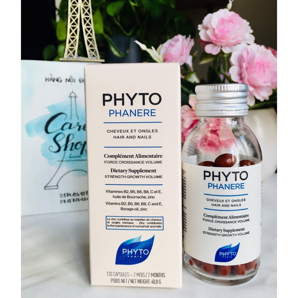 Viên uống PHYTO Phanere hỗ trợ mọc tóc, dưỡng móng - hộp 120v Phytophanere