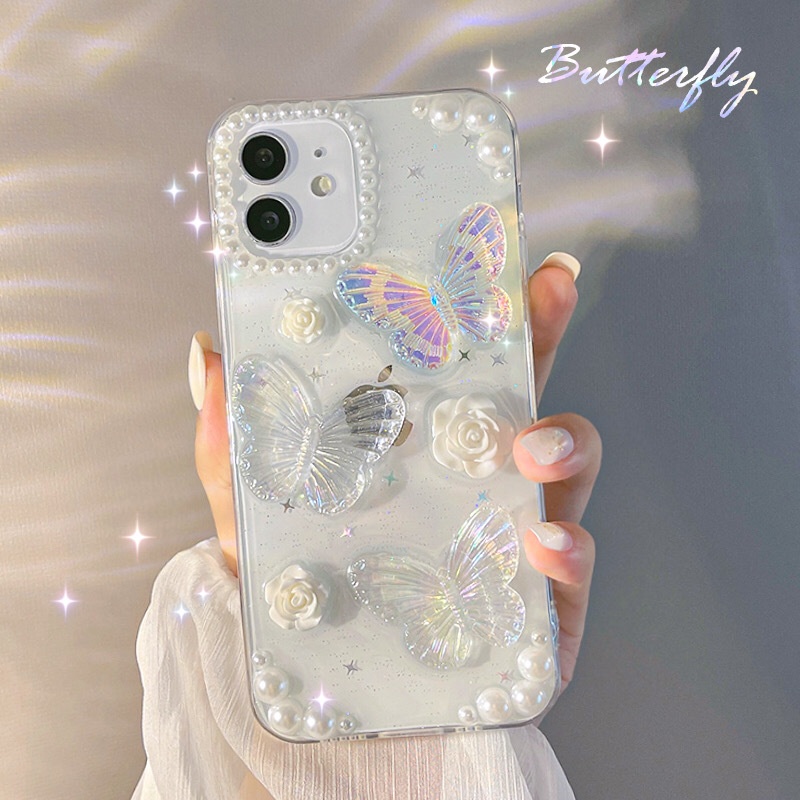 Ốp Điện Thoại TPU Dẻo Trong Suốt Họa Tiết Bươm Bướm Cho IPhone 14 7 / 8 SE 2020 7P / 8Plus X XS XR 11 12 13 Mini Pro Max AT0002