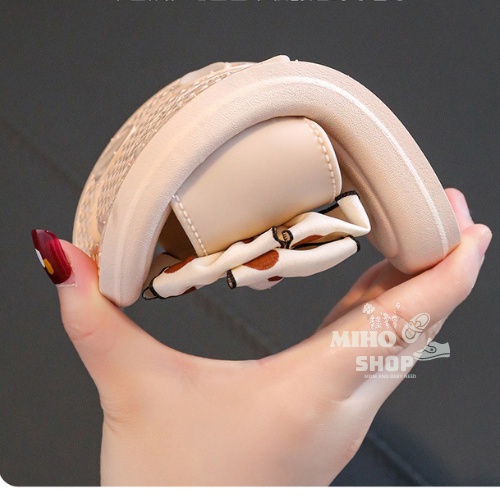 PHOM NHỎ Dép Quai Ngang Nơ Vải Chấm Bi Xinh Xắn Cho Bé