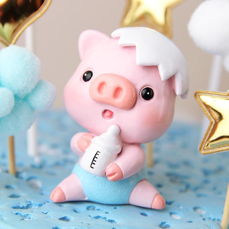 Phụ kiện trang trí bánh sinh nhật hình vỏ trứng heo con đáng yêu