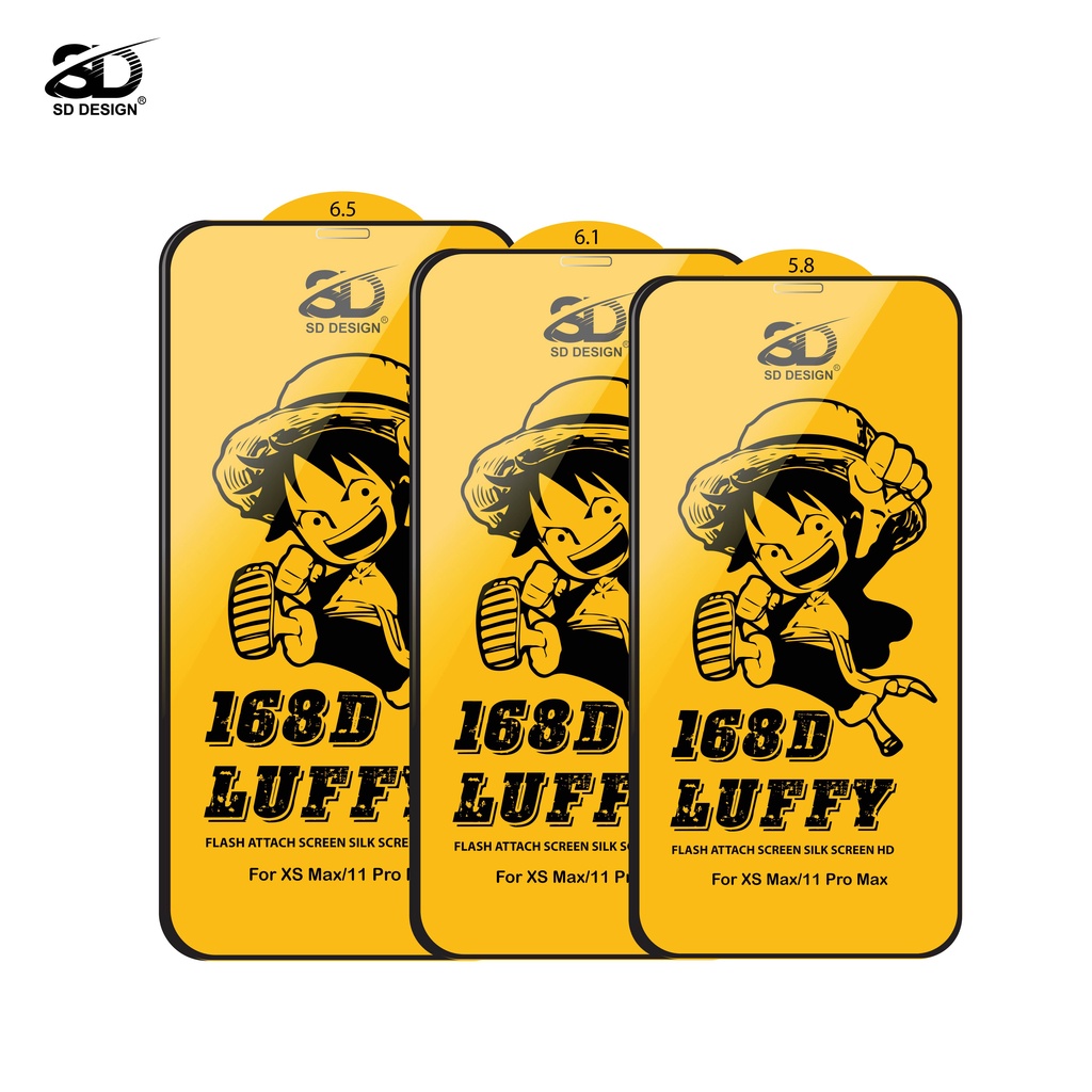 Kính cường lực iphone 168D Luffy full màn 6/6plus/6s/6splus/7/7plus/8/8plus/x/xs/11/12/13/14/pro/max/promax/plus/shin