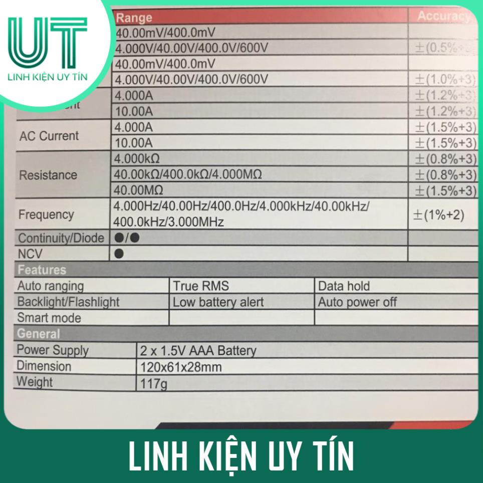 Đồng hồ vạn năng kỹ thuật số Zotek Zoyi Zt-C1 Multimeter bỏ túi đa chức năng đo AC/DC ôm Hz, rò nguồn điện