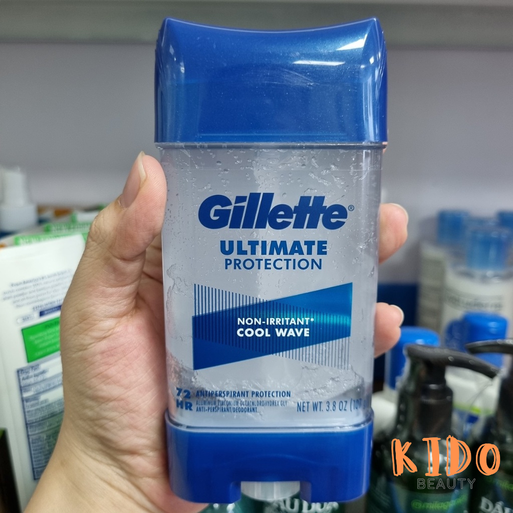 Lăn khử mùi nam Gillette Clear Gel Cool Wave 107g lăn nách nam dạng gel khử mùi 72h Ultimatte Protection/Clear Dri Tech