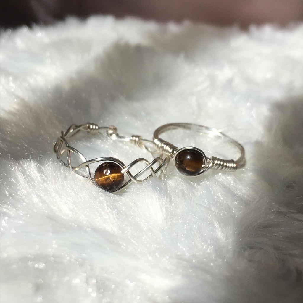 Nhẫn đá Mắt Hổ tự nhiên phong thủy-handmade, thanh tẩy, thiền định