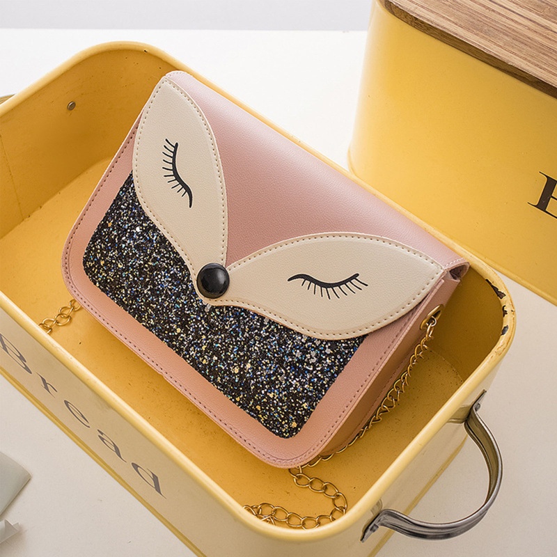 Túi Đeo Chéo Hình Vuông Nhỏ Đơn Giản Họa Tiết Cáo Dễ Thương Cho Nữ