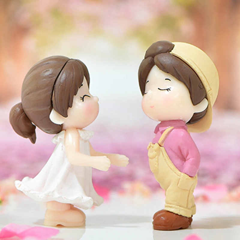 Set 2 Que Cắm Trang Trí Bánh Kem Hình Cặp Đôi Hôn Nhau Dễ Thương DIY