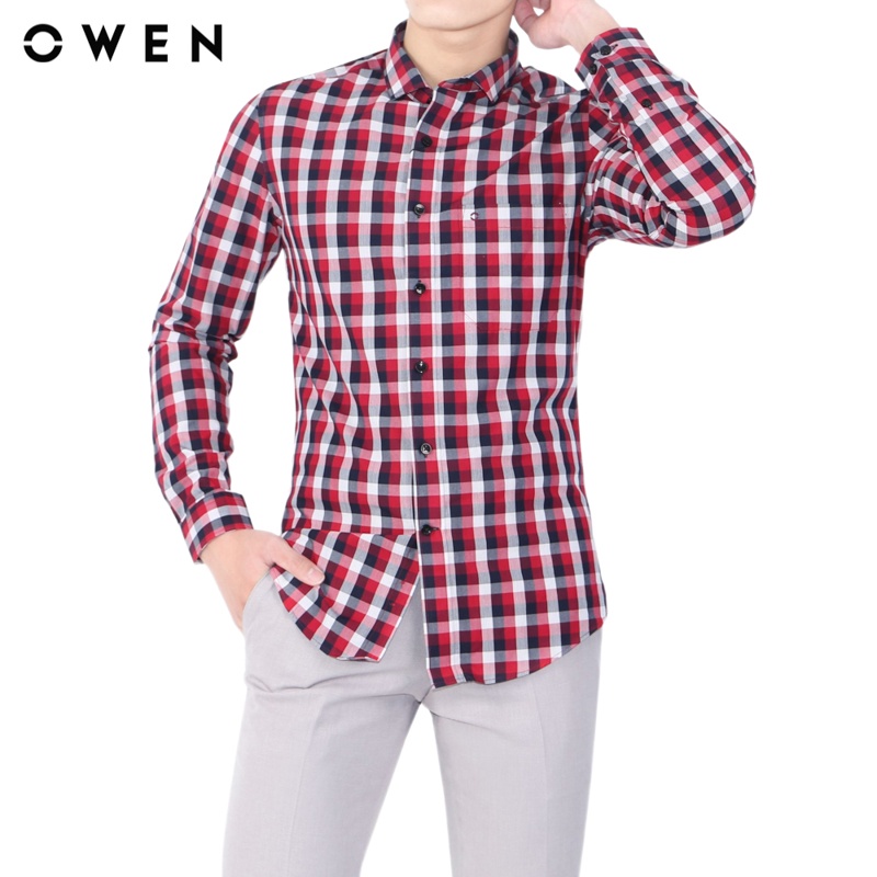 Áo sơ mi dài tay nam Owen Bamboo Slimfit Đỏ caro - AS80774D