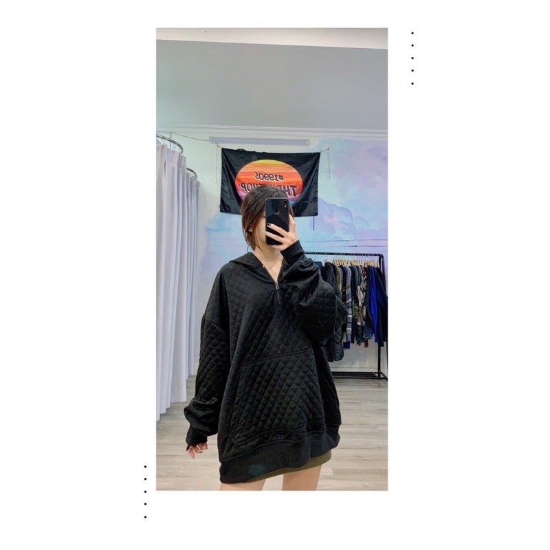 QUILTED OVERSIZE ZIP HOODIE