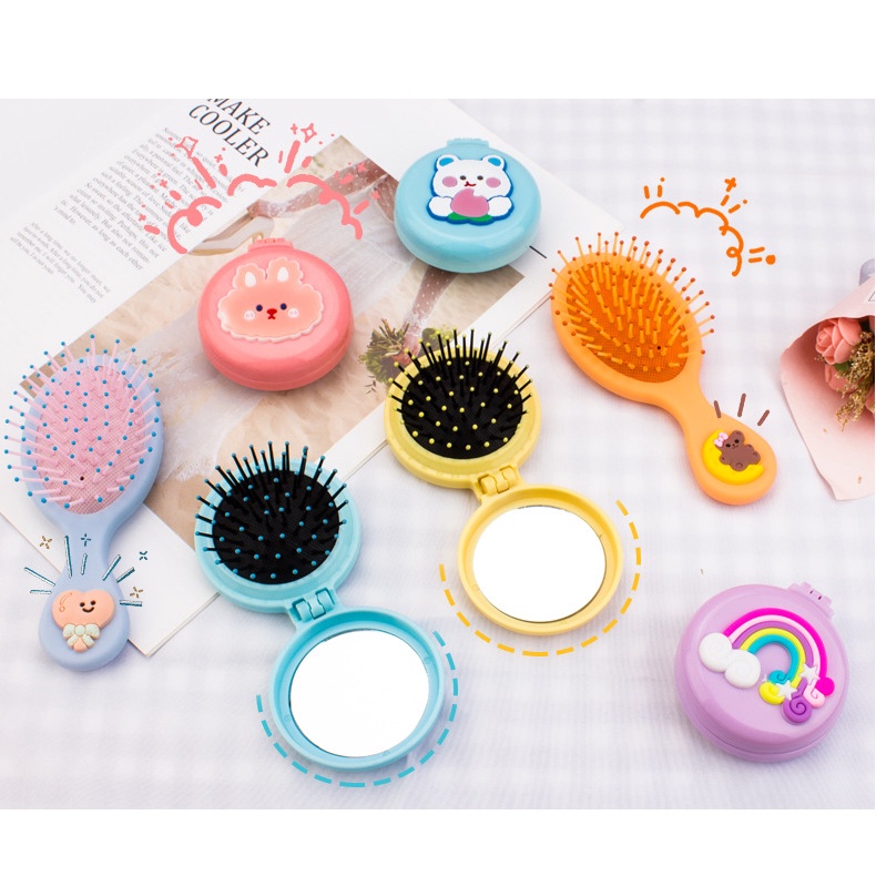 Gương kèm lược tròn mini thiết kế nhỏ gọn hình thú cực dễ thương BAG U - giao ngẫu nhiên GLM019