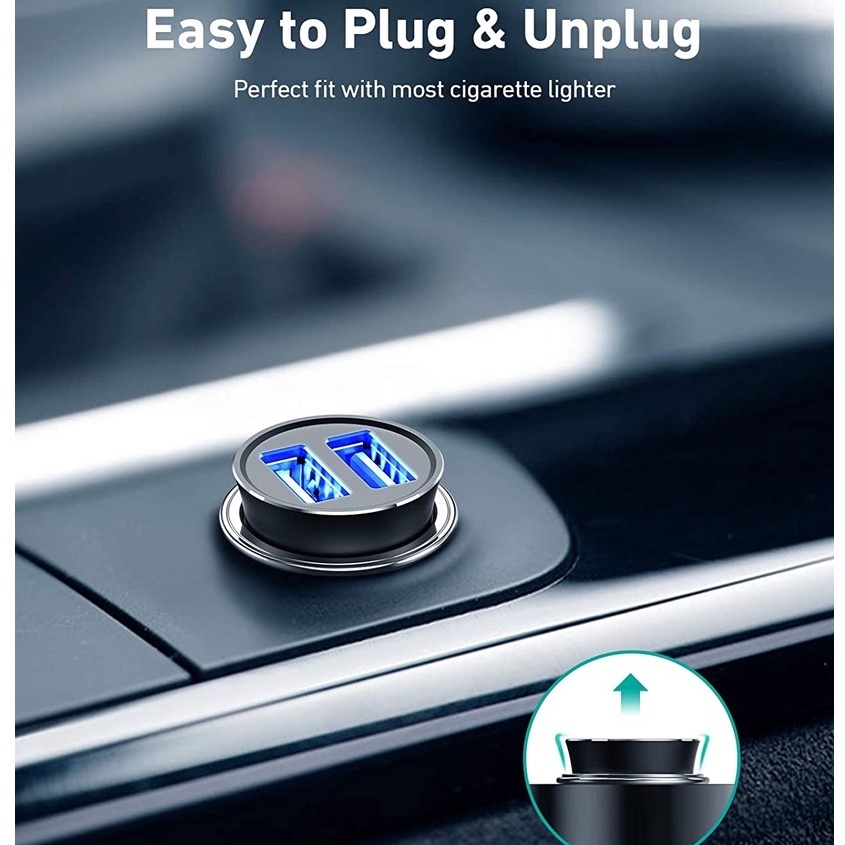 Tẩu sạc ô tô nhanh AUKEY CC-Q1 USB-A 24w 2.4A usb Mini cho ô tô chống cháy nổ Cho Xe Ô Tô