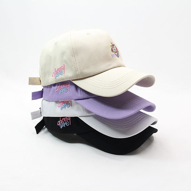 [New/Ready]Mũ Bóng Chày Thêu Hoạt Hình Dễ Thương Thời Trang Ngoài Trời Unisex Giản Dị Mũ Cao điểm Mũ Thoáng Khí Chống Nắng