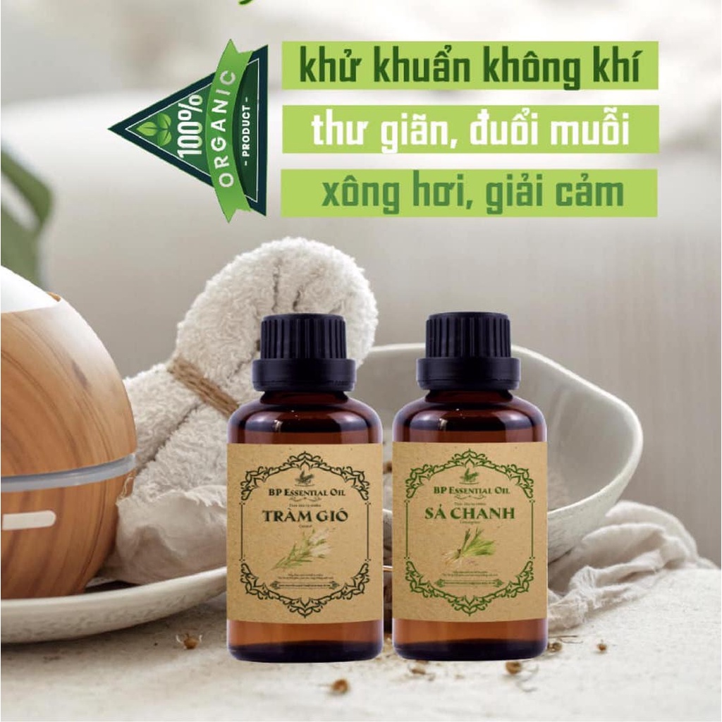 Tinh Dầu Tràm BP ESSENTIAL OIL 50ml organic , Tinh Dầu Thơm Khử Khuẩn Không Khí, Xông Hơi Giải Cảm, Làm Ấm Cơ Thể