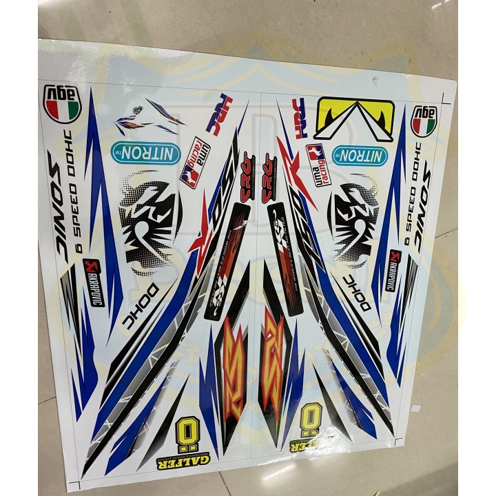 ( Quí khách vui lòng mang ra tiệm cho thợ dán ) Tem sonic 150 RS trắng xanh