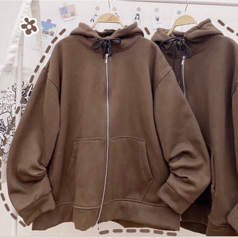 Áo Khoác Hoodie DÂY KÉO nỉ bông Unisex màu ĐEN/XÁM ❤️Nam nữ unisex❤️ Hoodie zip trơn form rộng Jaystoree