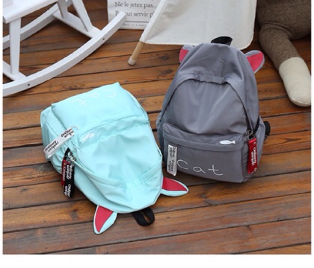 Balo đi học vải dù , balo mèo xinh xắn