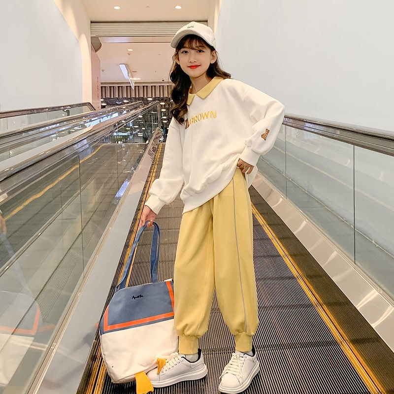 Bộ đồ thể thao mùa thu phong cách đại dương Hàn Quốc mới 2021 cho bé gái