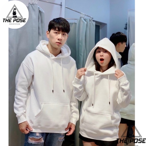 Áo Hoodie Nam Nữ Unisex TRƠN Chất Nỉ Bông Form Basic Phong Cách Hàn Quốc 2 Màu Trắng Đen Cơ Bản THE POSE