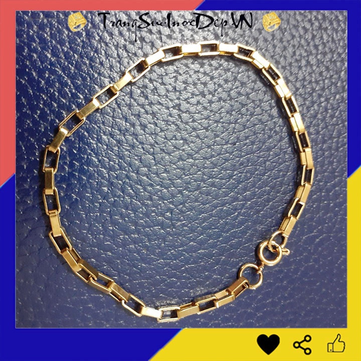 Lắc tay nữ inox kiểu chữ nhật màu vàng Khóa Vip siêu đẹp, sang trọng dễ phối đồ