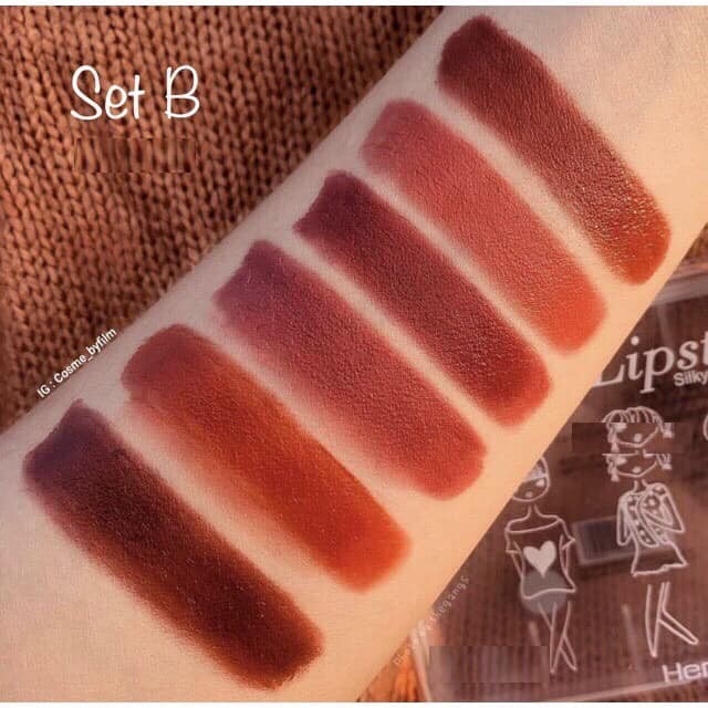 Set son 6 cây Silky Vivid Color Hengfang nội địa Trung chính hãng