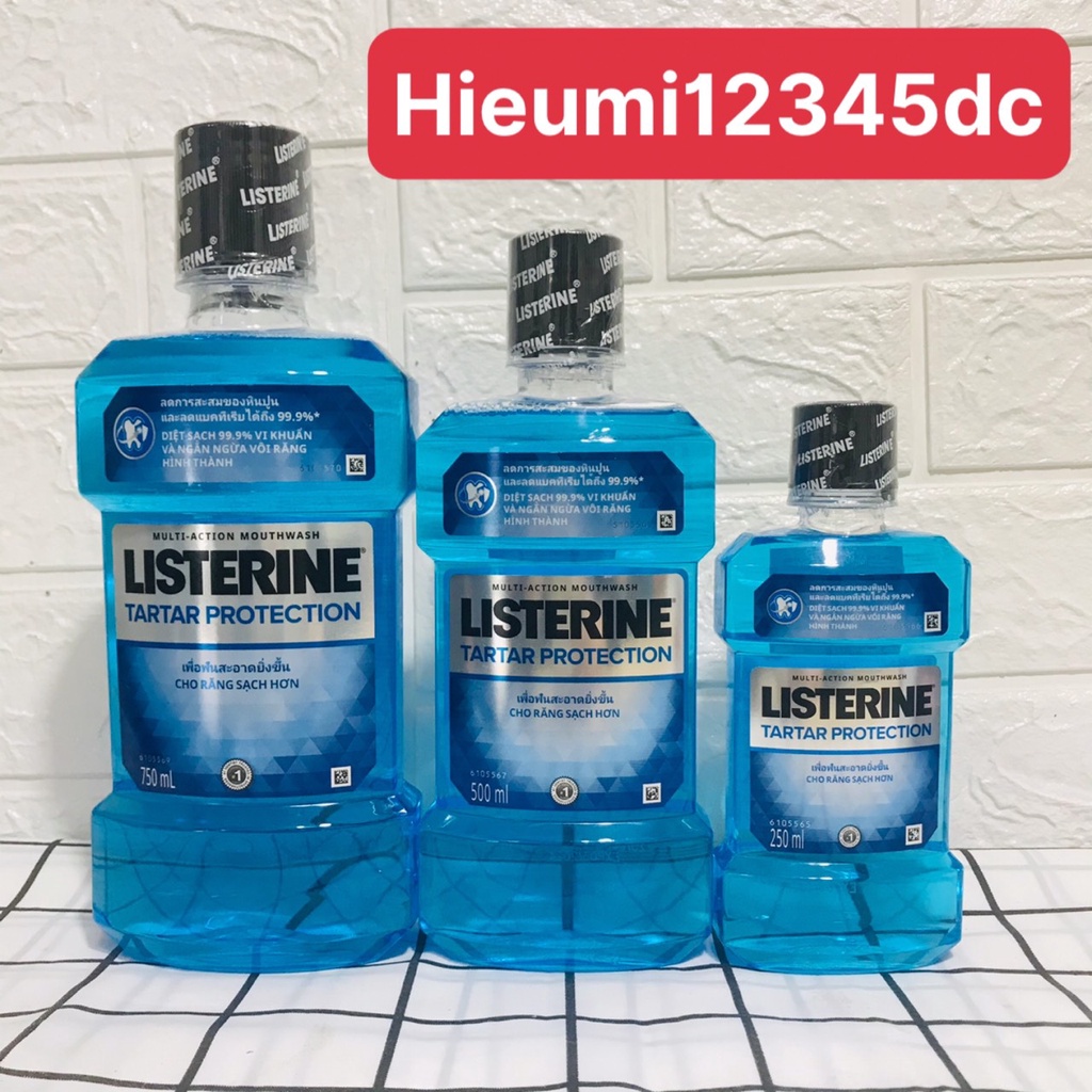 (250ML, 500ML-750ML) Nước súc miệng ngăn ngừa mảng bám Listerine Tartar Protection