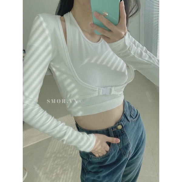 [ẢNH ĐỘC QUYỀN SMOR.VN] Áo croptop dài tay FINA