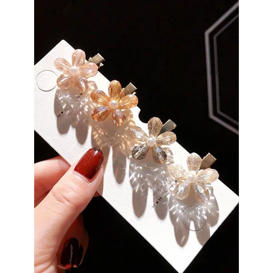 Kẹp tóc Haimeikang hình hoa đính đá thời trang nhỏ xinh dành cho nữ