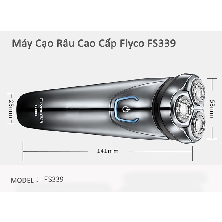 Máy cạo râu Flyco Fs339 dòng cao cấp báo dung lượng pin có chống nước sạc nhanh