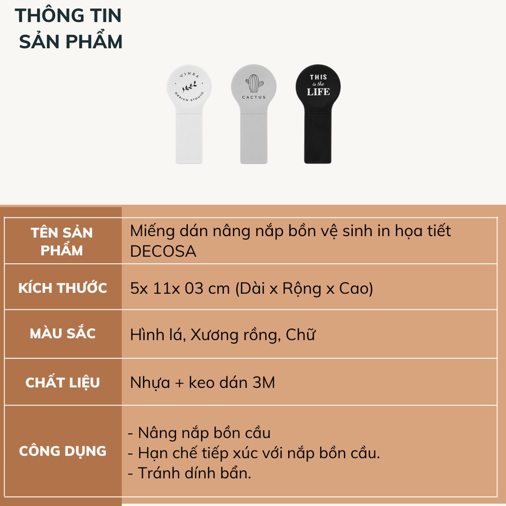 Miếng dán nâng nắp bồn vệ sinh in họa tiết DECOSA