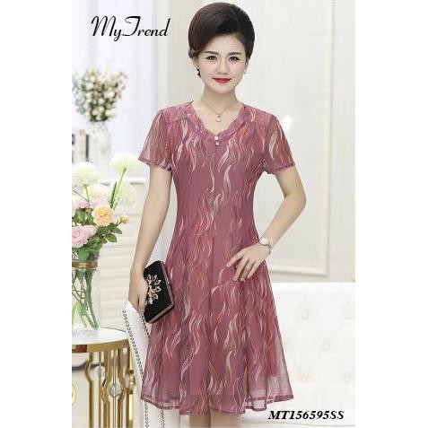 👗Đầm Voan Trung Niên Họa Tiết Hoa Hồng Tuyệt Đẹp - 👗Váy Đầm Cao Cấp Cho Lưa Tuổi Trung Niên