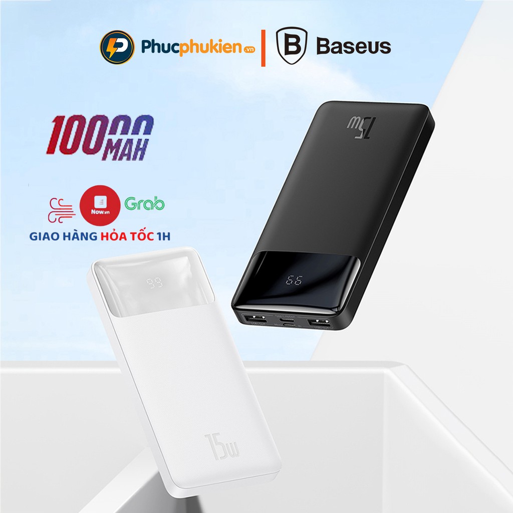 Sạc dự phòng 10000mah chính hãng Baseus Bipow hỗ trợ sạc nhanh 15w Phúc Phụ Kiện