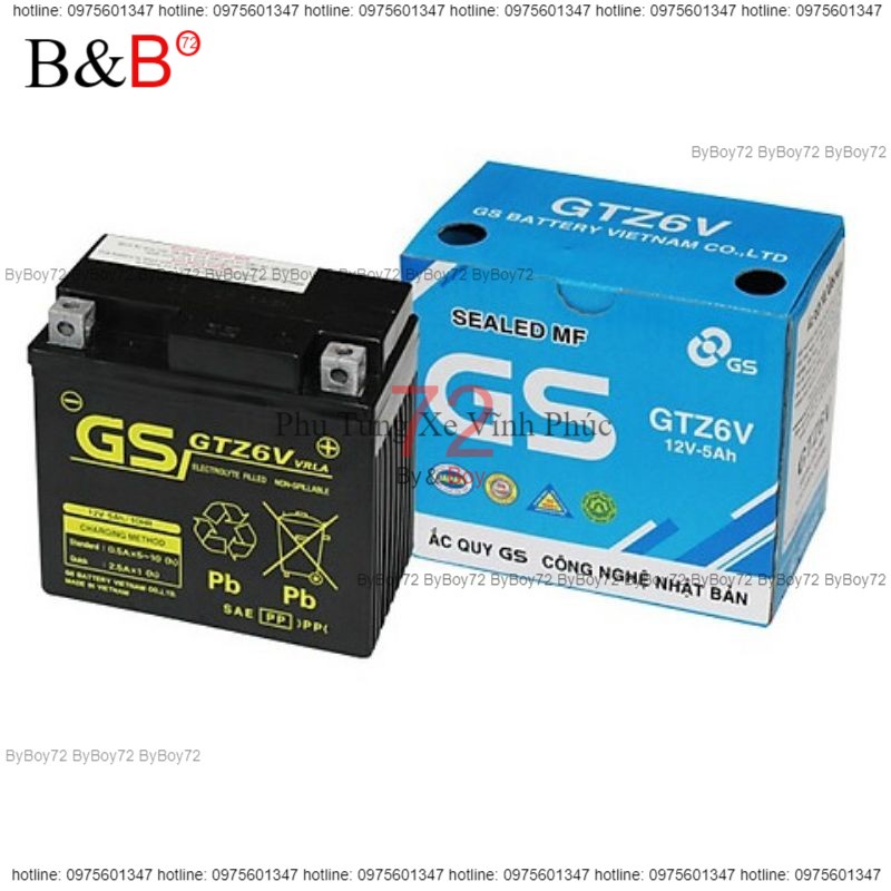 Ắc quy GS khô GTZ6V PCX Vision Lead125,Sh Việt Airblade125 Winner Grande STDacquy shvn vn Air Blade ab 125 MF 5A 5ah