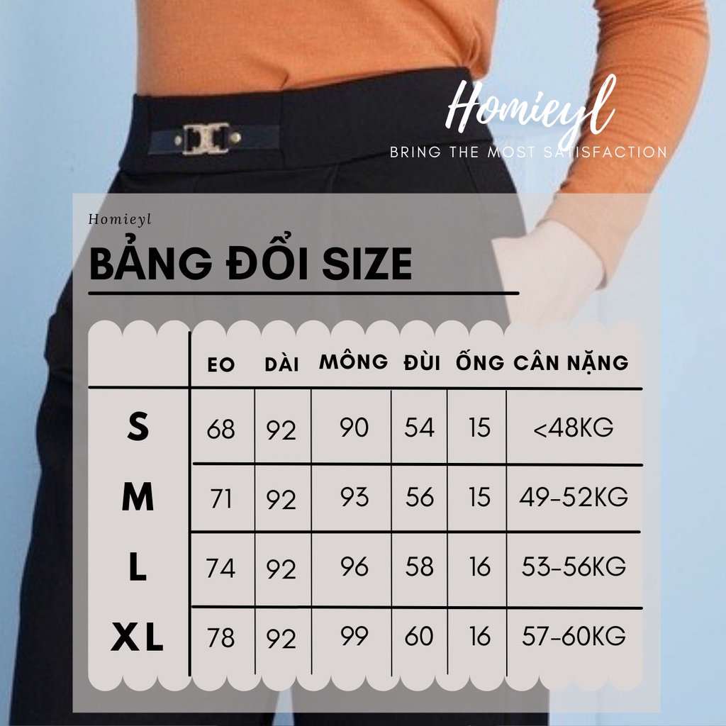 Quần baggy nữ lưng cao phối da cạp chun công sở Homieyl cao cấp, quần tây nữ cạp cao lưng thun màu đen đi học đi làm