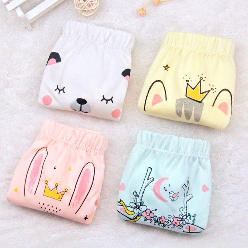 Quần Lót Cotton Mềm Mại Thoáng Khí In Họa Tiết Xinh Xắn Cho Bé Gái