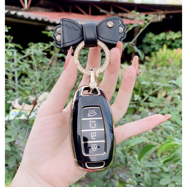 Bao Đựng Chìa Khóa silicon Mạ Bạc Cho Hyundai Accent 2021-2022 Accent 4 Nút