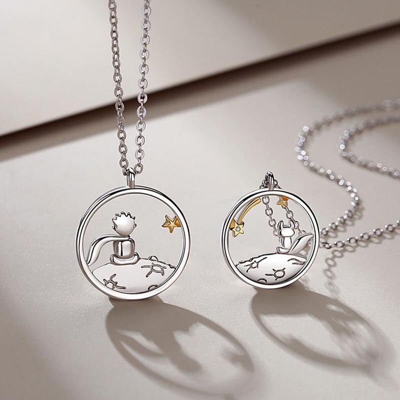 Cod Qipin Vòng cổ Dài Mặt Hình Cáo Hoàng Tử Bé Làm Quà Tặng Khoảng Cách Tình Yêu