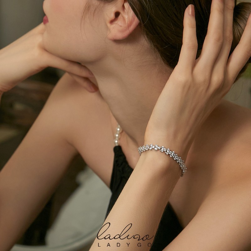 Vòng tay bạc S925 đính đá zircon thời trang dành cho nữ