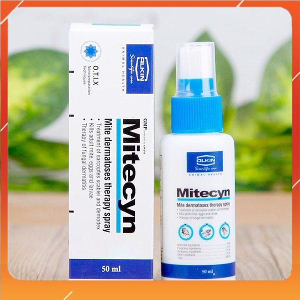 Thuốc xịt điều trị ghẻ cái, rận, viêm da nấm Alkin Mitecyn 50ml cho chó, mèo, thú cưng - shop Thức ăn cho mèo Pate Me-0