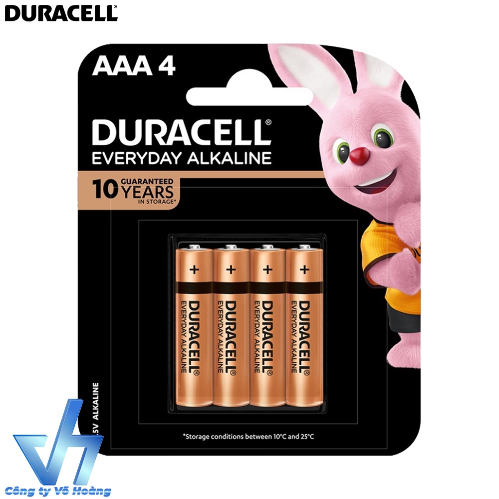 Vỉ 4 pin đũa AAA Duracell Alkaline Everyday chính hãng