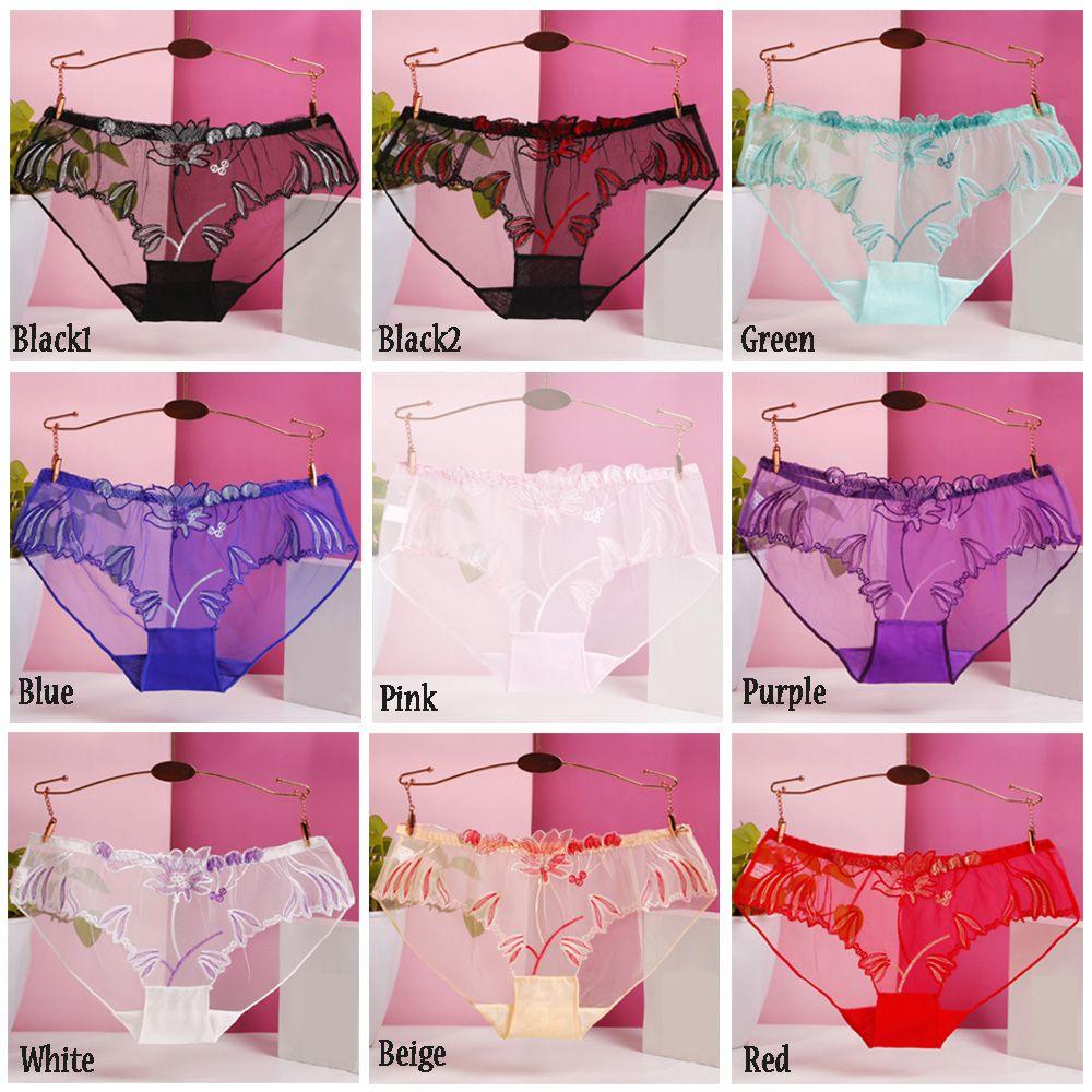 Quần Lót Lưới Trong Suốt Lưng Thấp Thêu Họa Tiết Quyến Rũ Cho Nữ