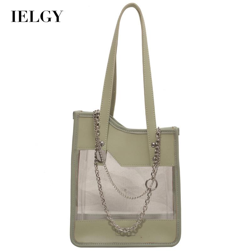 IELGY TúI đeo vai IELGY thiết kế trong suốt phối dây xích thời trang cho nữ
