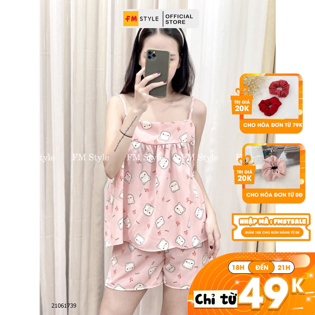 [Mã FMSTYLE30 giảm 10% đơn 99k] Đồ bộ 2 dây FM Style mặc nhà chất vải lụa cao cấp họa tiết quyến rũ thoãi mái 21061739 | BigBuy360 - bigbuy360.vn