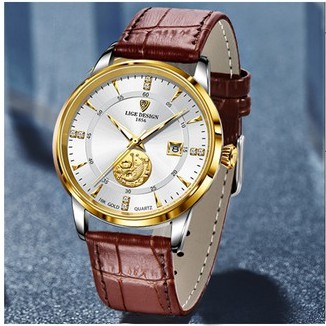 Đồng hồ thạch anh mặt số siêu mỏng 7mm LIGE 2021 có lịch dây da chống nước + Hộp dành cho nam | BigBuy360 - bigbuy360.vn