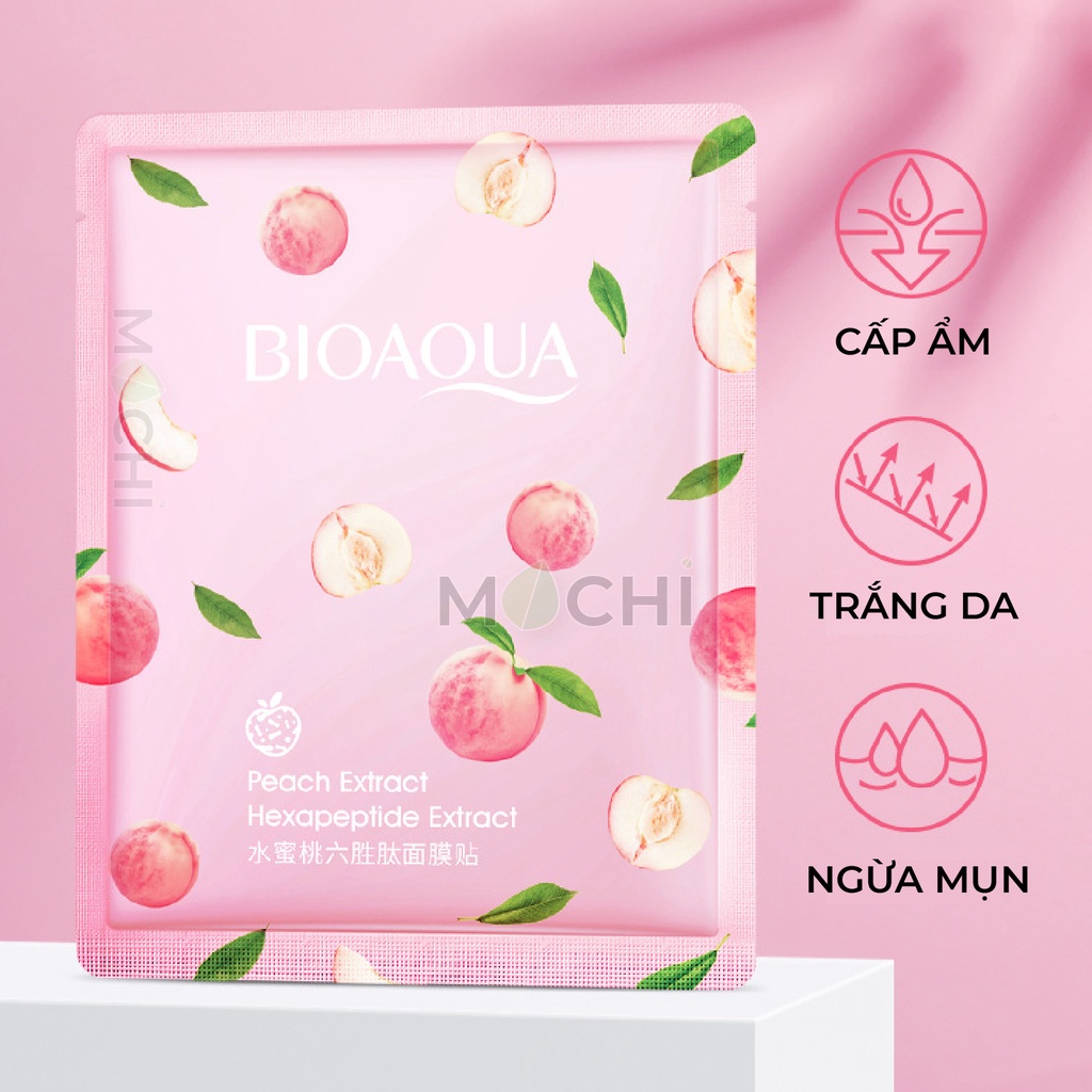 Mặt Nạ Quả Đào Dưỡng Trắng Da l Cấp Ẩm Da Khô l Ngừa Mụn Mask Giấy Đắp Mặt Peach Bioaqua Nội Địa Trung MOCHI SHOP