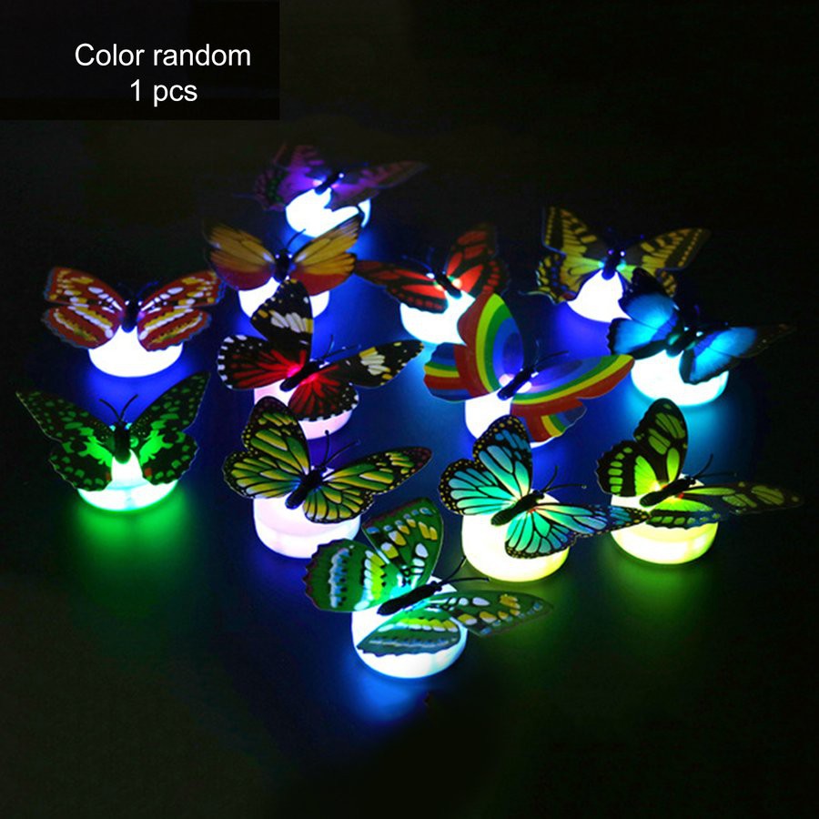 【COD】Colorful Butterfly Night Light Pasted LED Decorative Wall Light Wall Sticker
