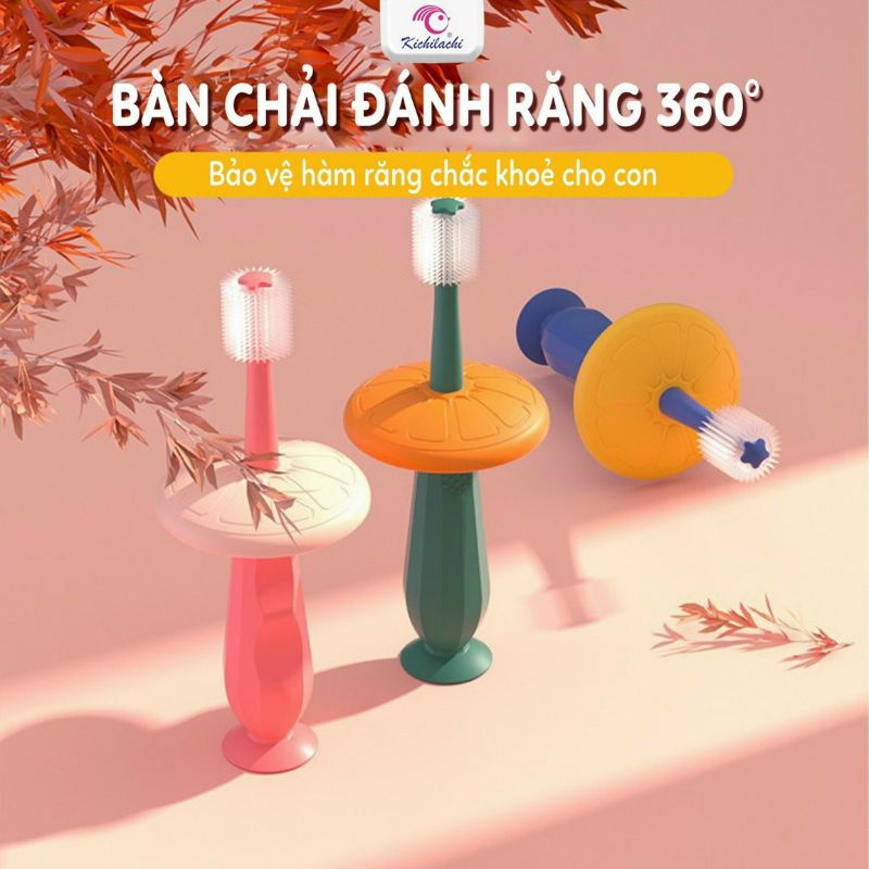 Bàn chải đánh răng Kichilachi xoay 360 cho bé