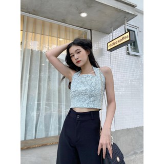 YU CHERRY | Áo nữ Pattern Neck Croptop YA376